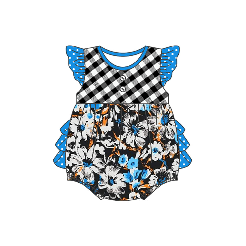(Pre-order)SR2174 Flowers Print Baby Girls Summer Romper