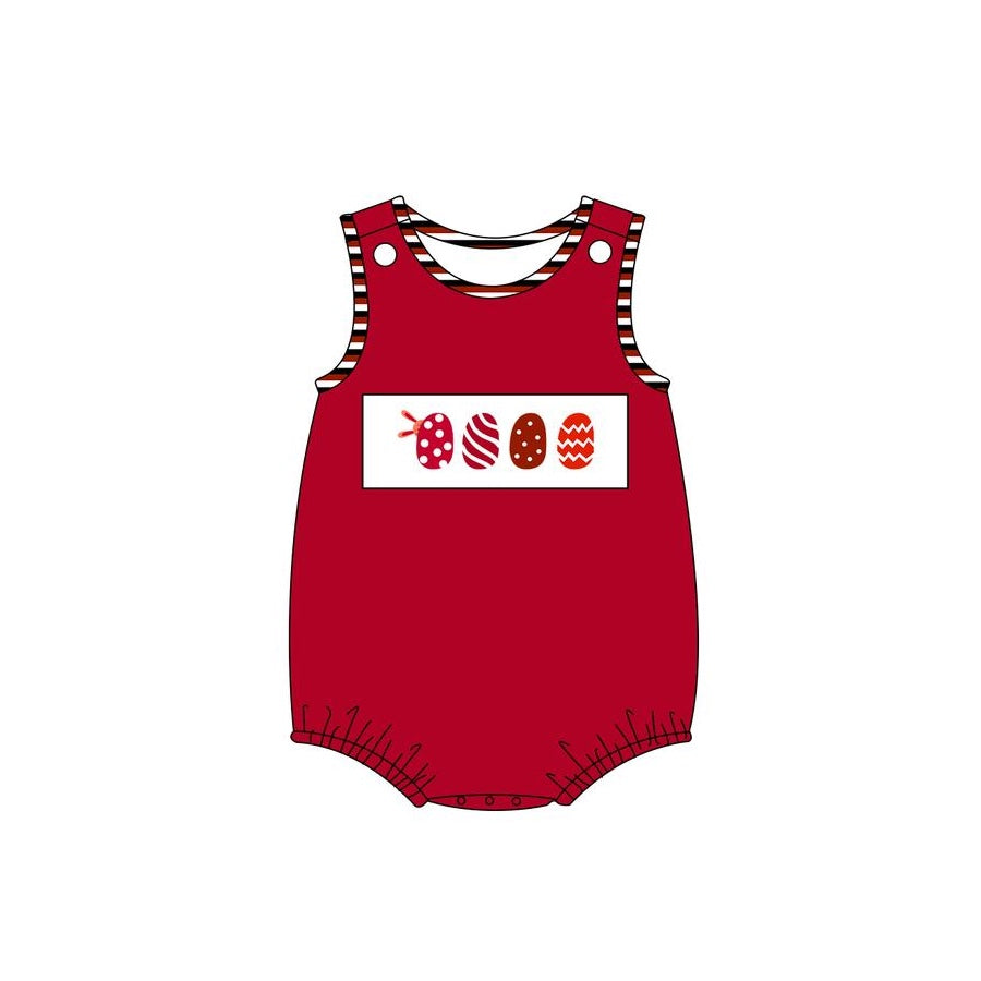 (Pre-order)SR2200 Eggs Red Print Baby Boys Easter Romper
