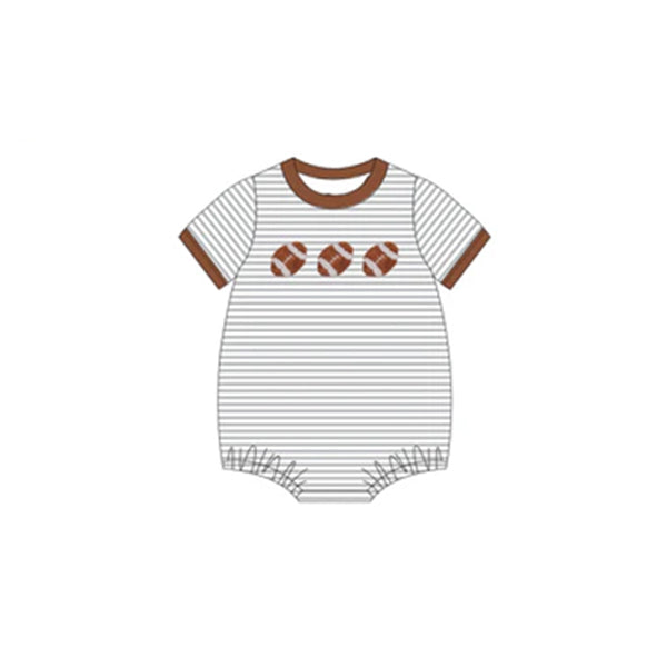 (Pre-order)SR2218 Football Stripes Print Baby Boys Summer Romper
