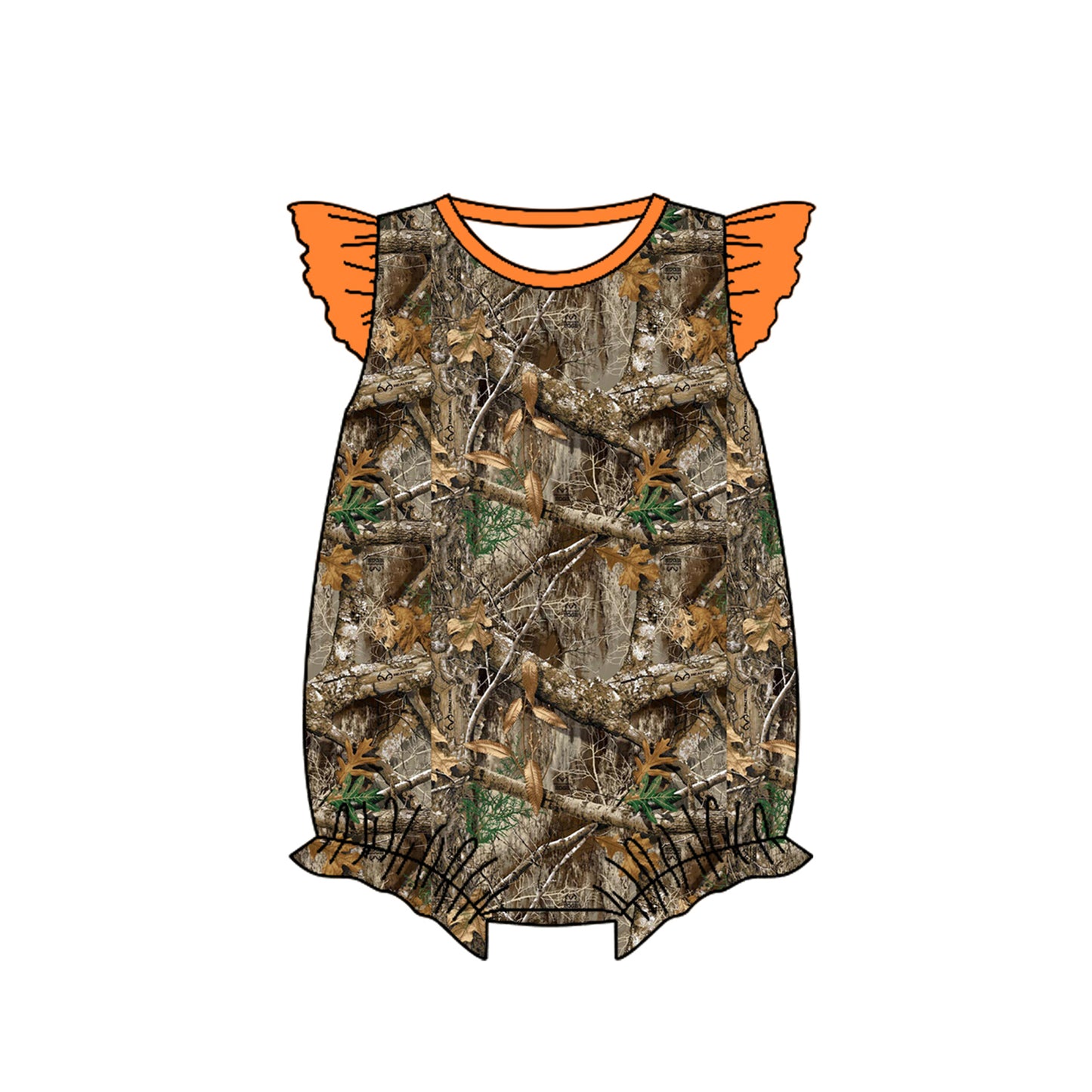 (Pre-order)SR2234 Branch Camo Print Baby Girls Summer Romper