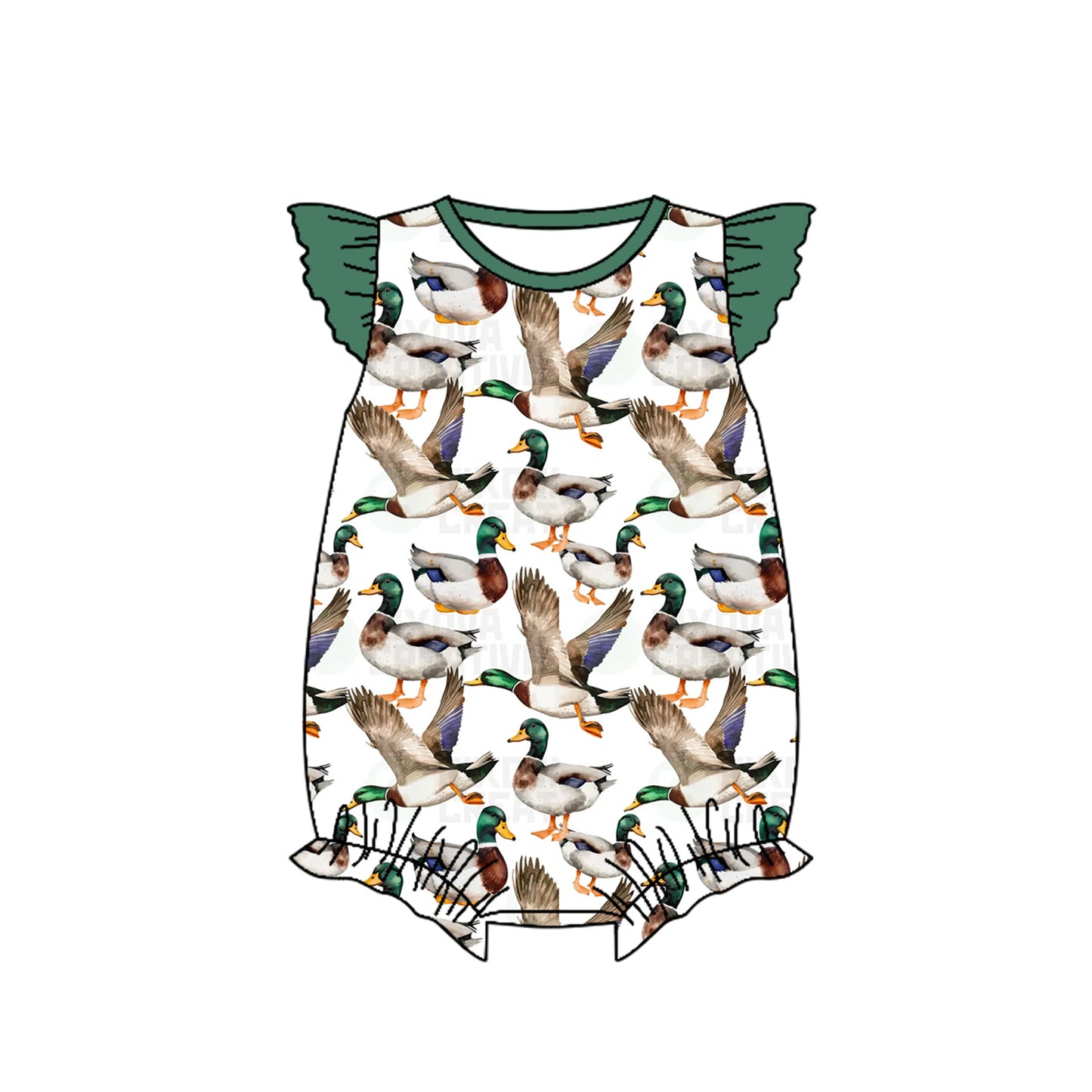 (Pre-order)SR2236 Duck Print Baby Girls Summer Romper