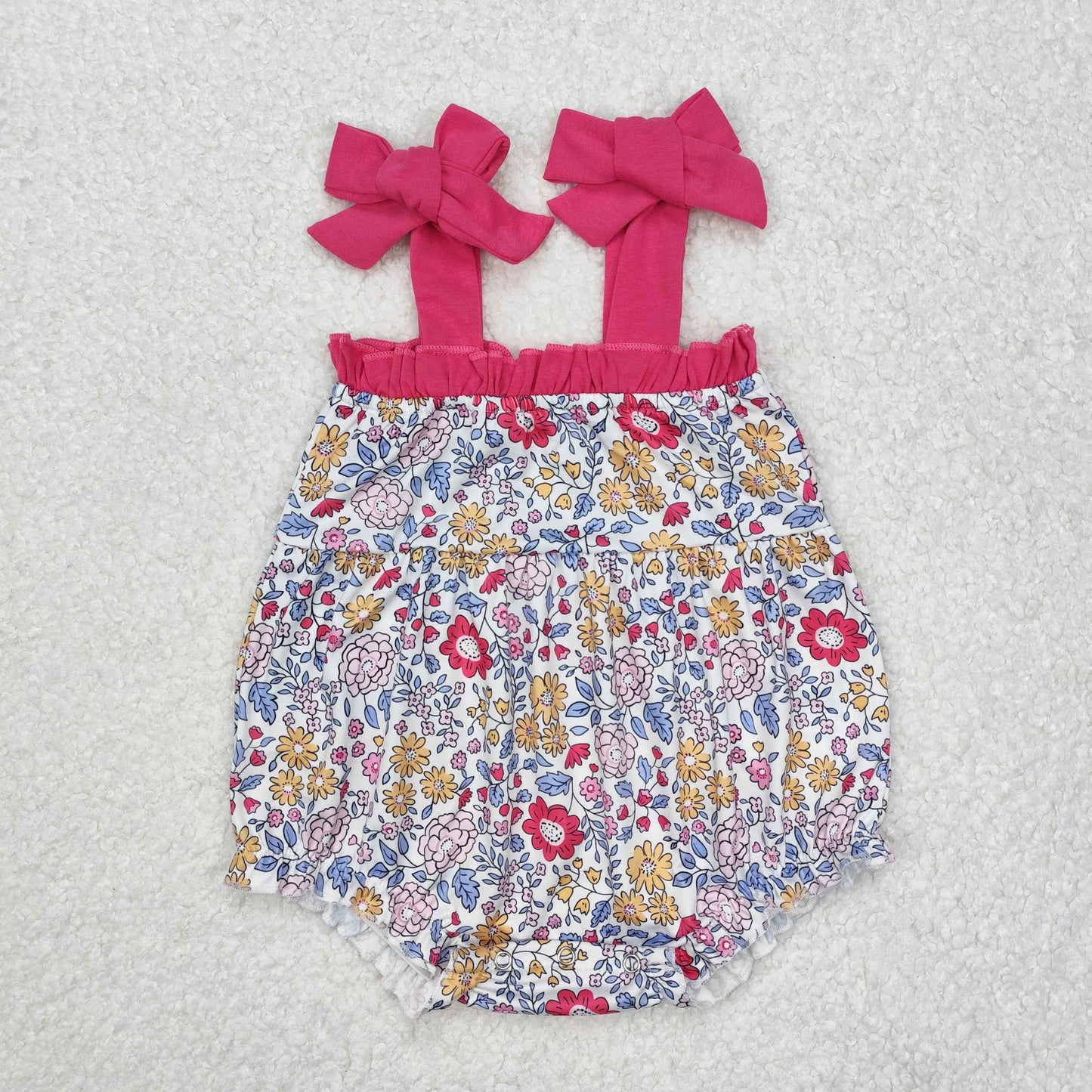 SR2277  Flowers Print Baby Girls Summer Romper