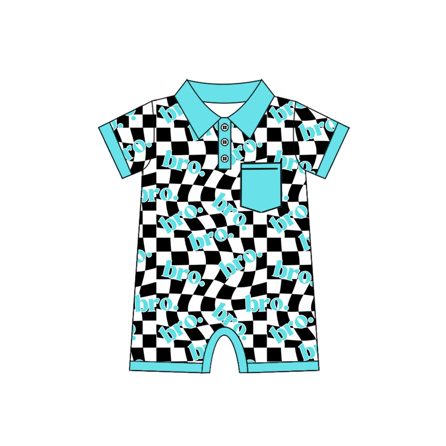 (Pre-order)SR2315 BRO Plaid Print Baby Boys Summer Romper