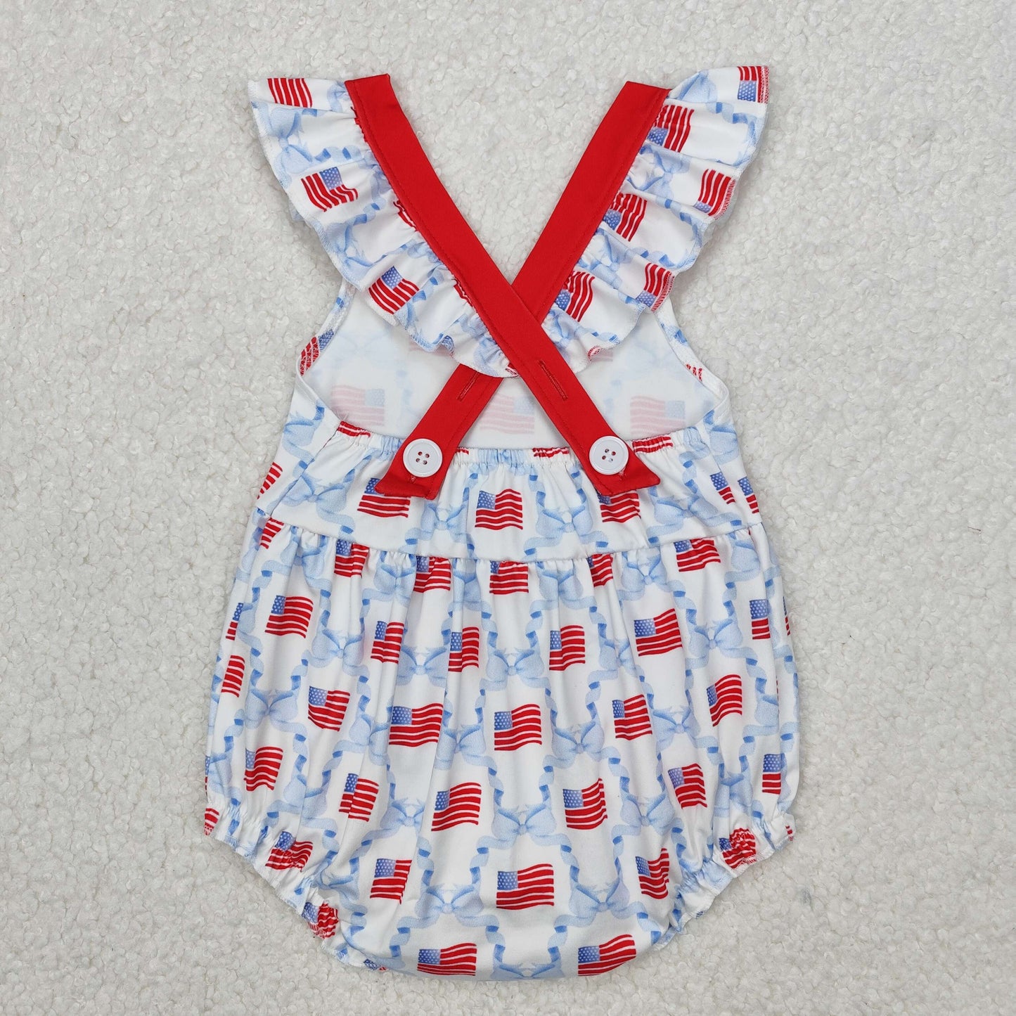 Flag Bows Print Red Sisters 4th of July Matching Clothes