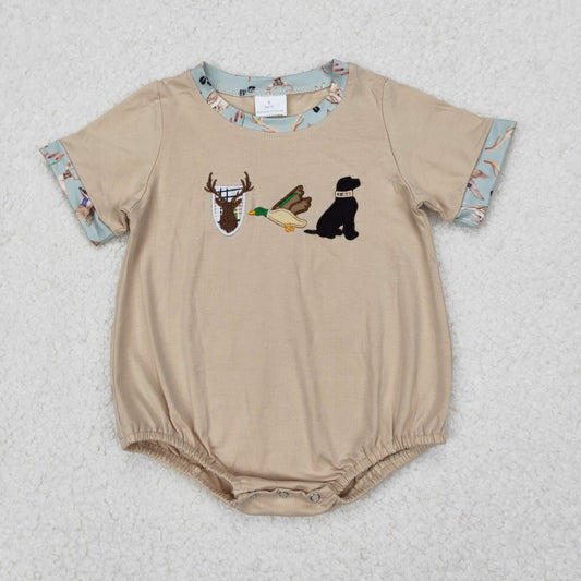 SR2338  Deer Duck Dog Embroidery Baby Boys Summer Romper