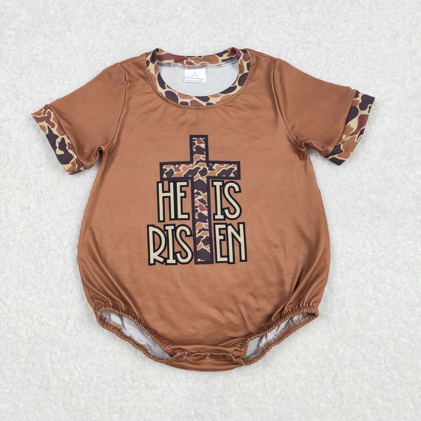 HE IS RISEN Camo Brown Print Brothers Easter Matching Clothes