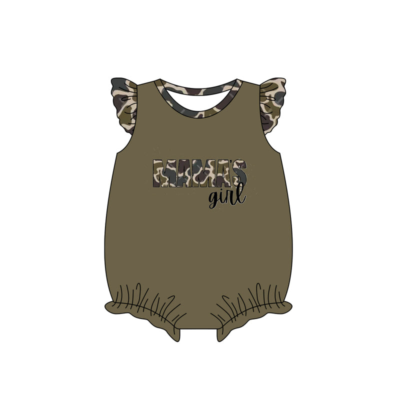 (Pre-order)SR2388 MAMA'S Girl Camo Print Baby Girls Summer Romper