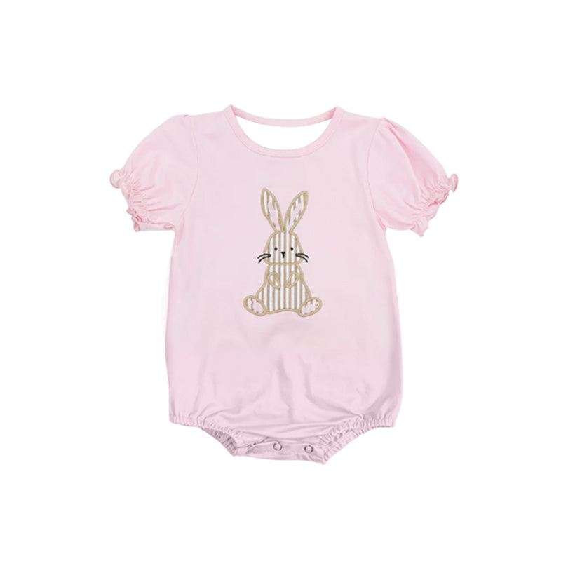 (Pre-order)SR2405 Bunny Pink Print Baby Girls Easter Romper