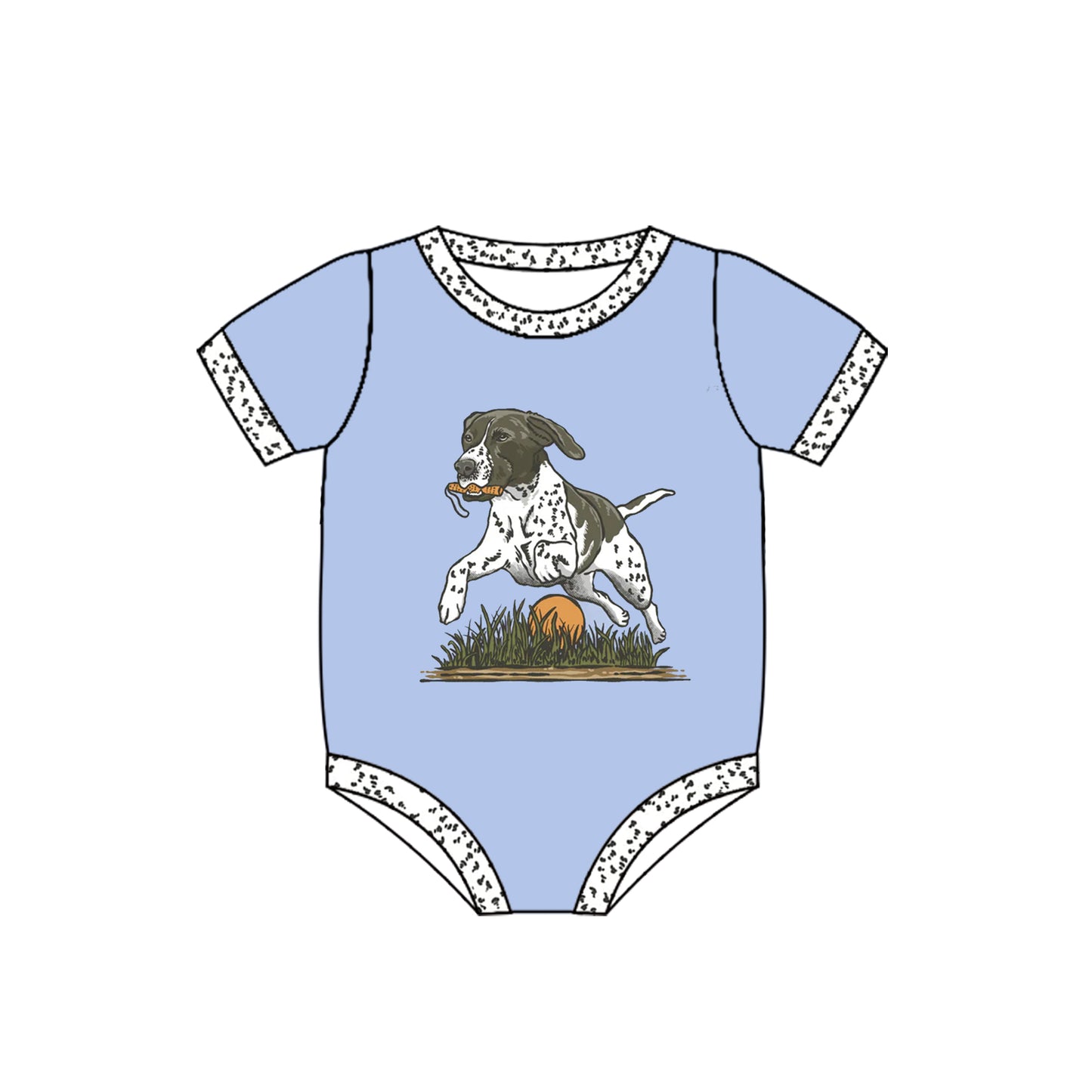 (Pre-order)SR2409 Dog Blue Print Baby Boys Summer Hunting Romper