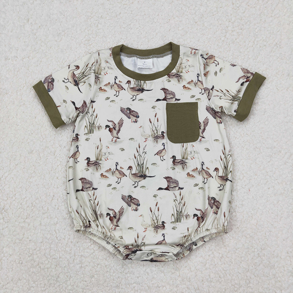 6 Colors Camo Hunting Print Pocket Baby Summer Romper Sibling Wear