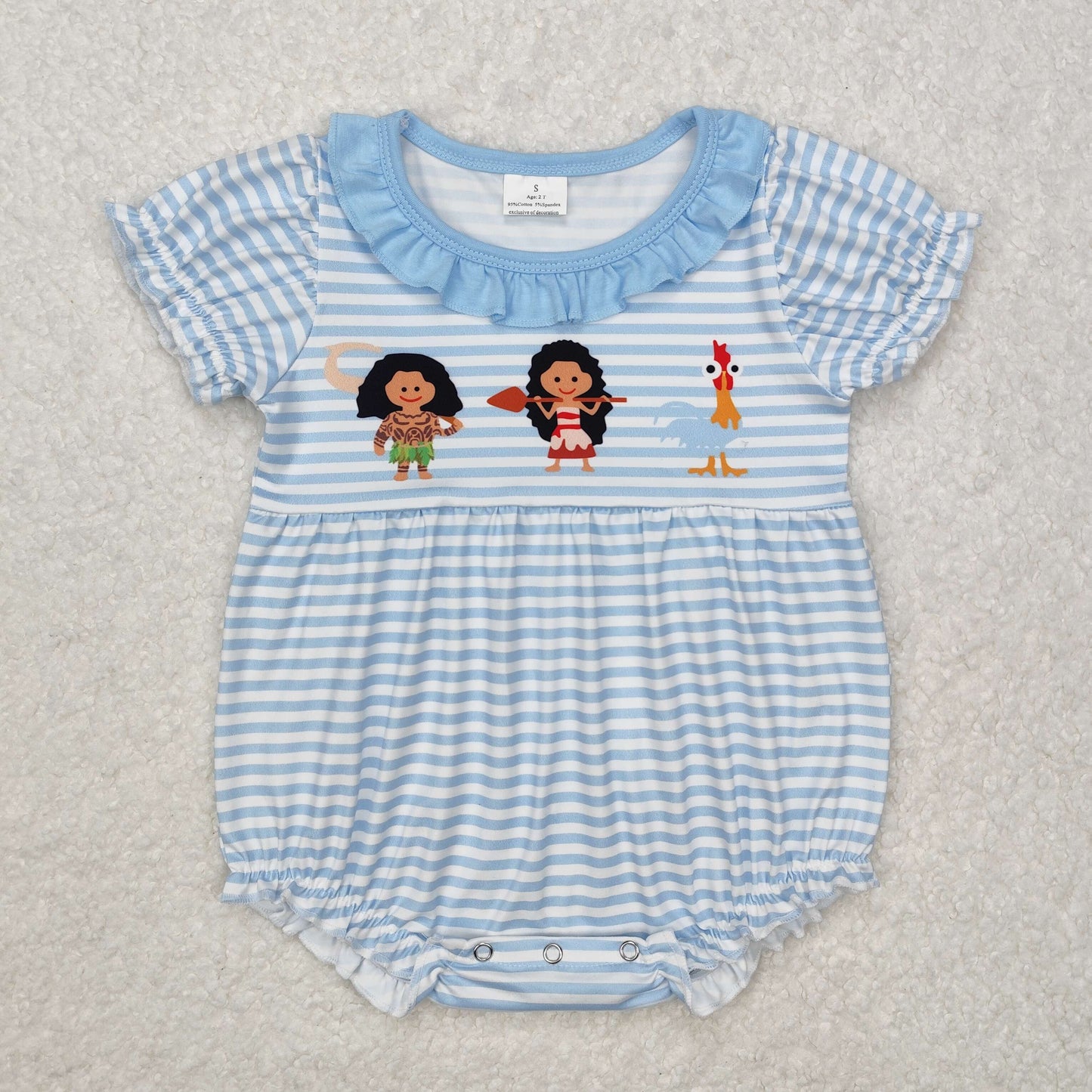 SR2419 Cartoon Princess Stripes Print Baby Girls Summer Romper