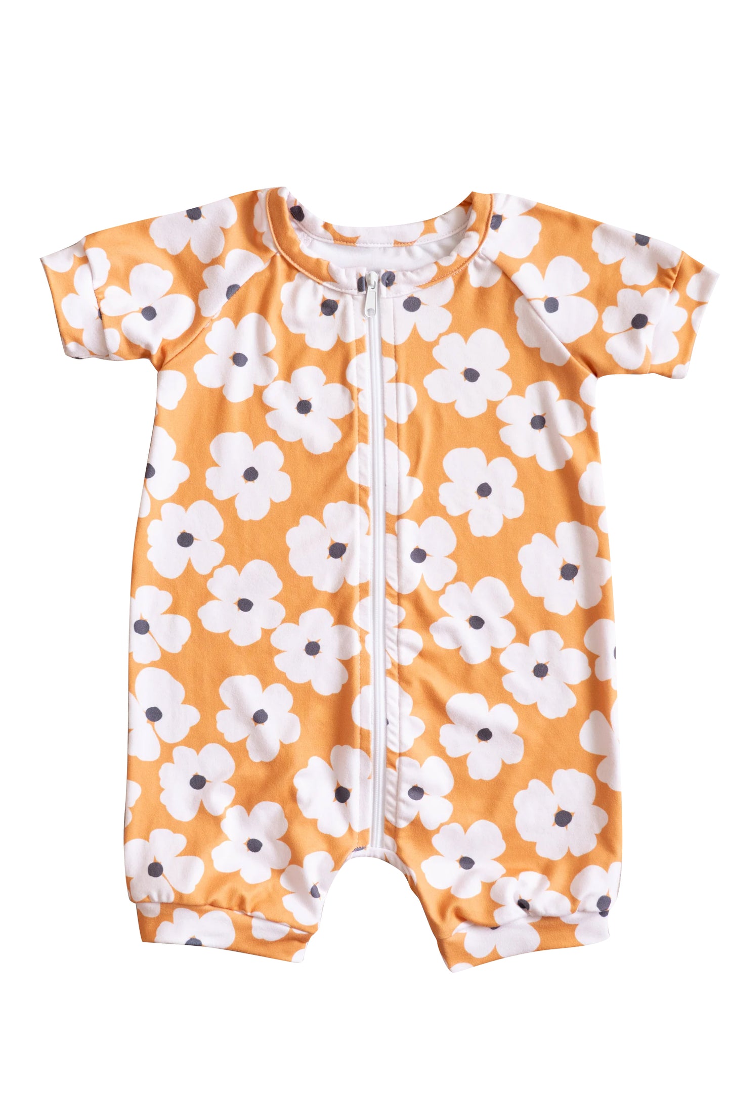 (Pre-order)SR2534 Flowers Print Baby Girls Summer Sleeper Zipper Romper