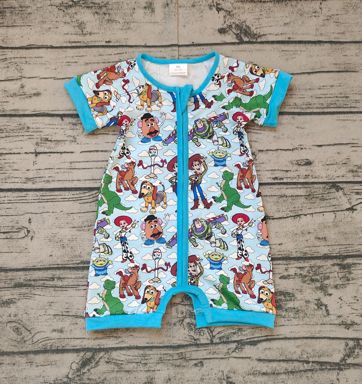 (Pre-order)SR2580 Cartoon Toys Print Baby Boys Summer Sleeper Zipper Romper