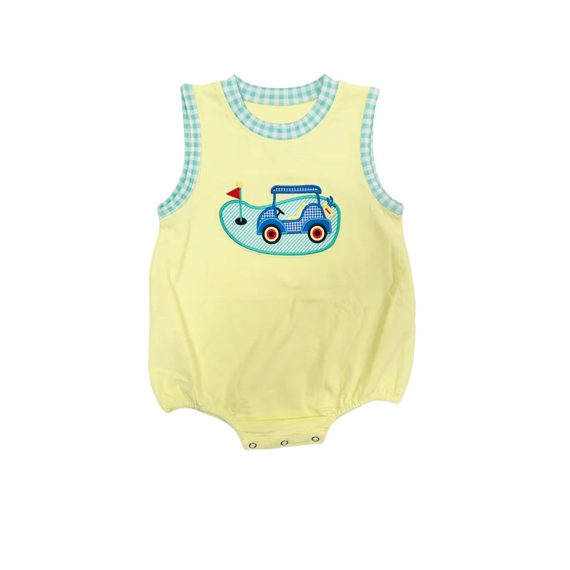 (Pre-order)SR2602 Golf Truck Print Baby Boys Summer Romper