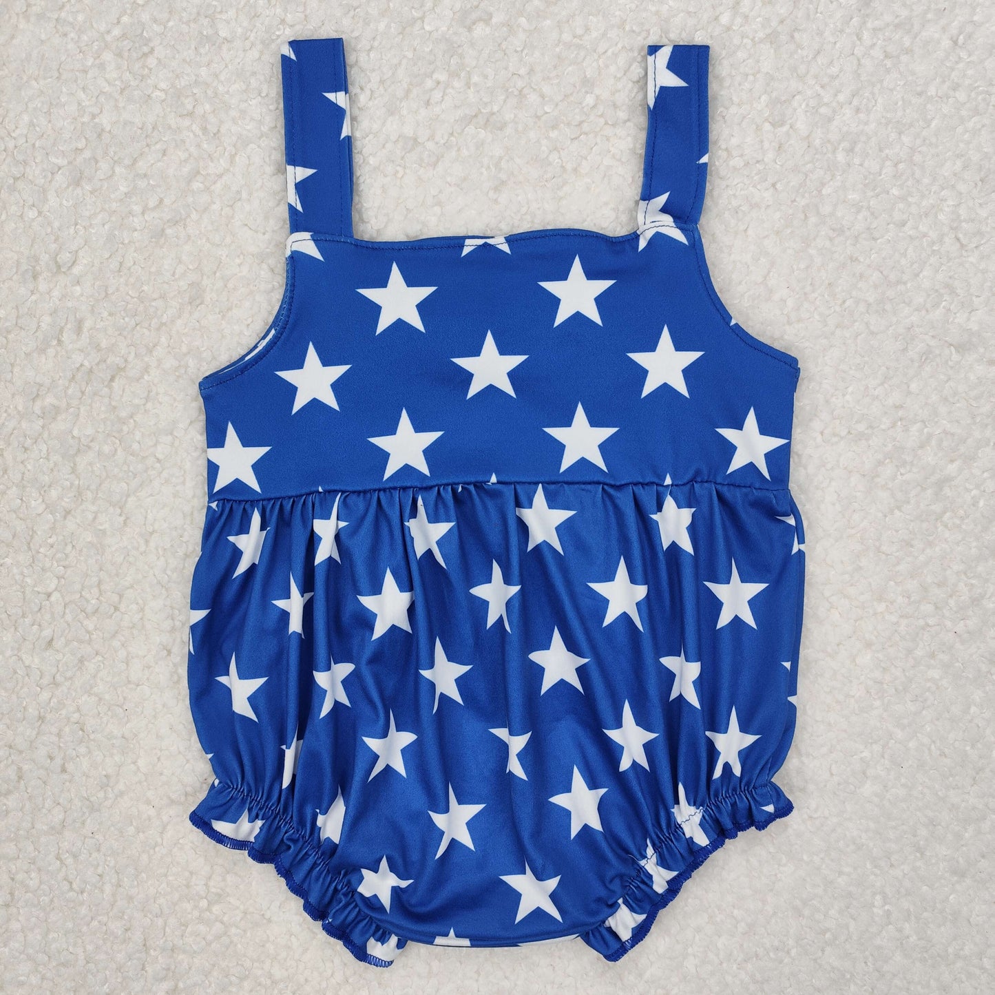 SR2607 Stars Blue Print Baby Girls 4th of July Romper