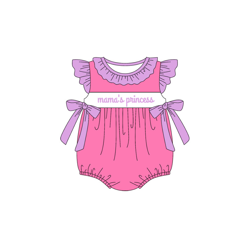 (Pre-order)SR2673 Cartoon Princess Hot Pink Print Baby Girls Summer Romper