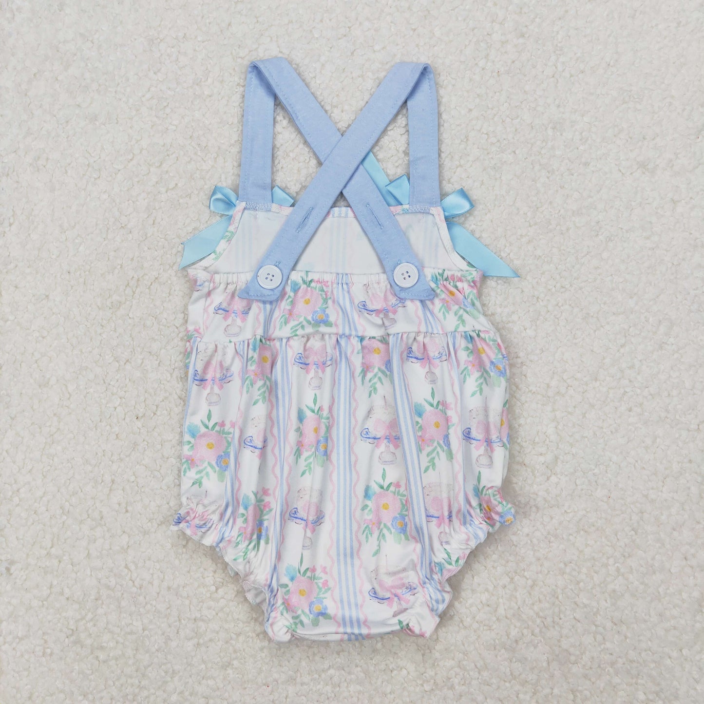 SR2698 Flowers Cake Print Baby Girls Summer Romper