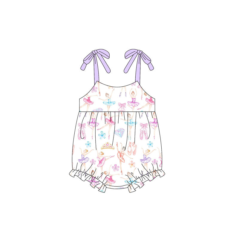 (Pre-order)SR2741 Dancer Colorful Print Baby Girls Summer Romper