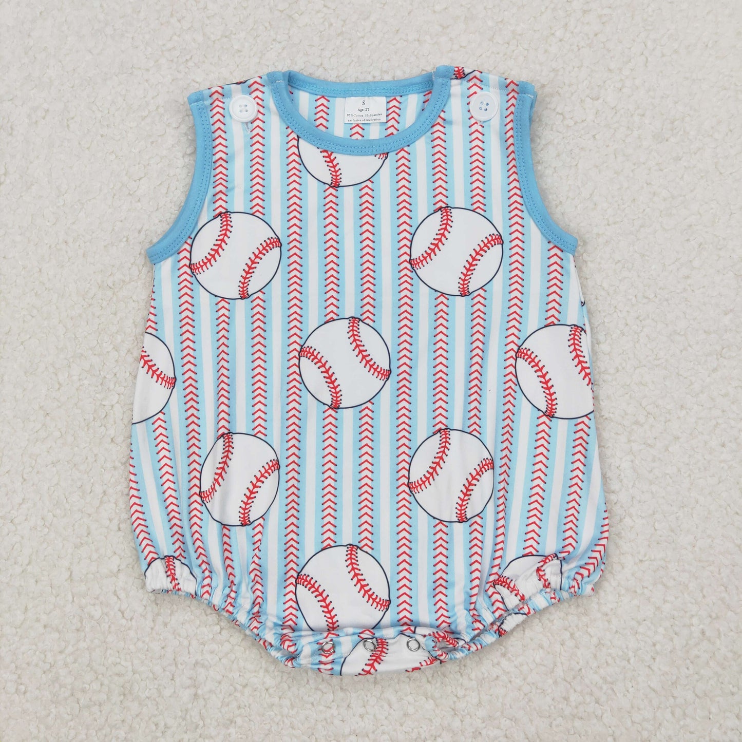 SR2743 Baseball Stripes Print Baby Boys Summer Romper