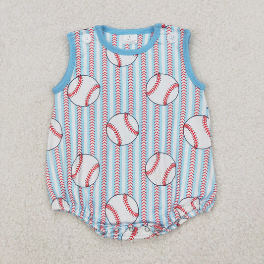 SR2743 Baseball Stripes Print Baby Boys Summer Romper