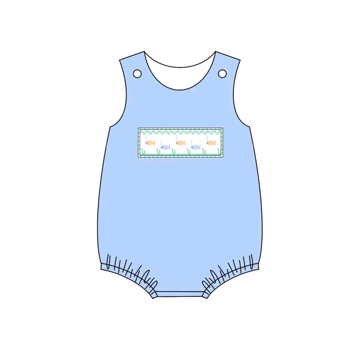 (Pre-order)SR2749 Fish Blue Print Baby Boys Summer Romper