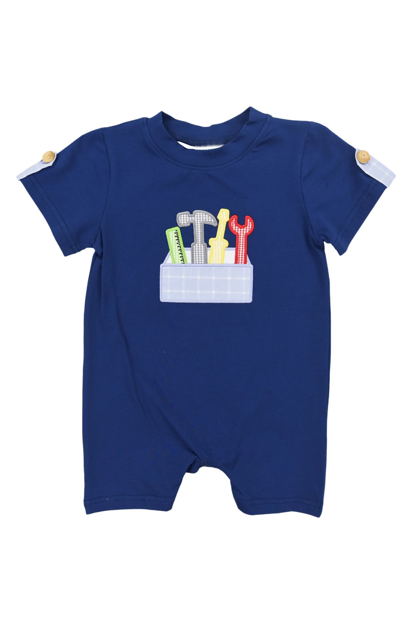 (Pre-order)SR2815 Tool Navy Print Baby Boys Summer Romper