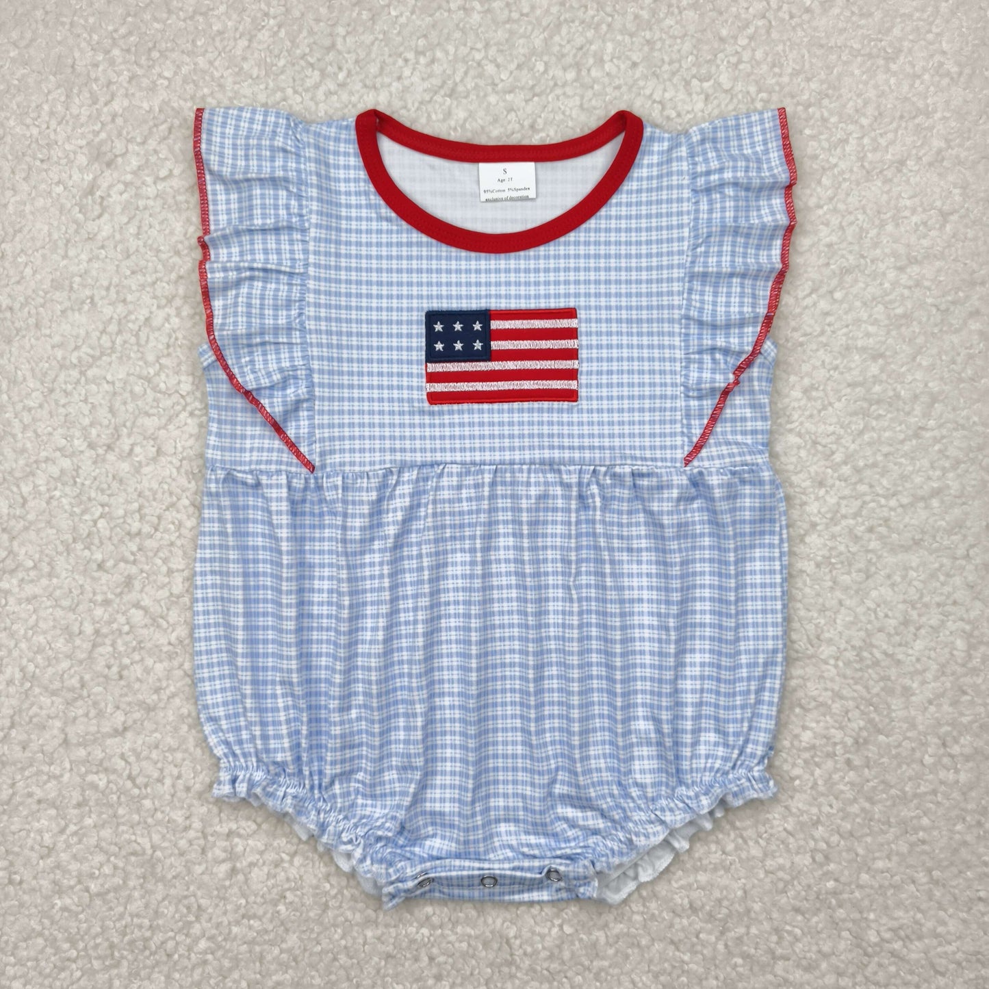 Flag Embroidery Sisters 4th of July Matching Clothes