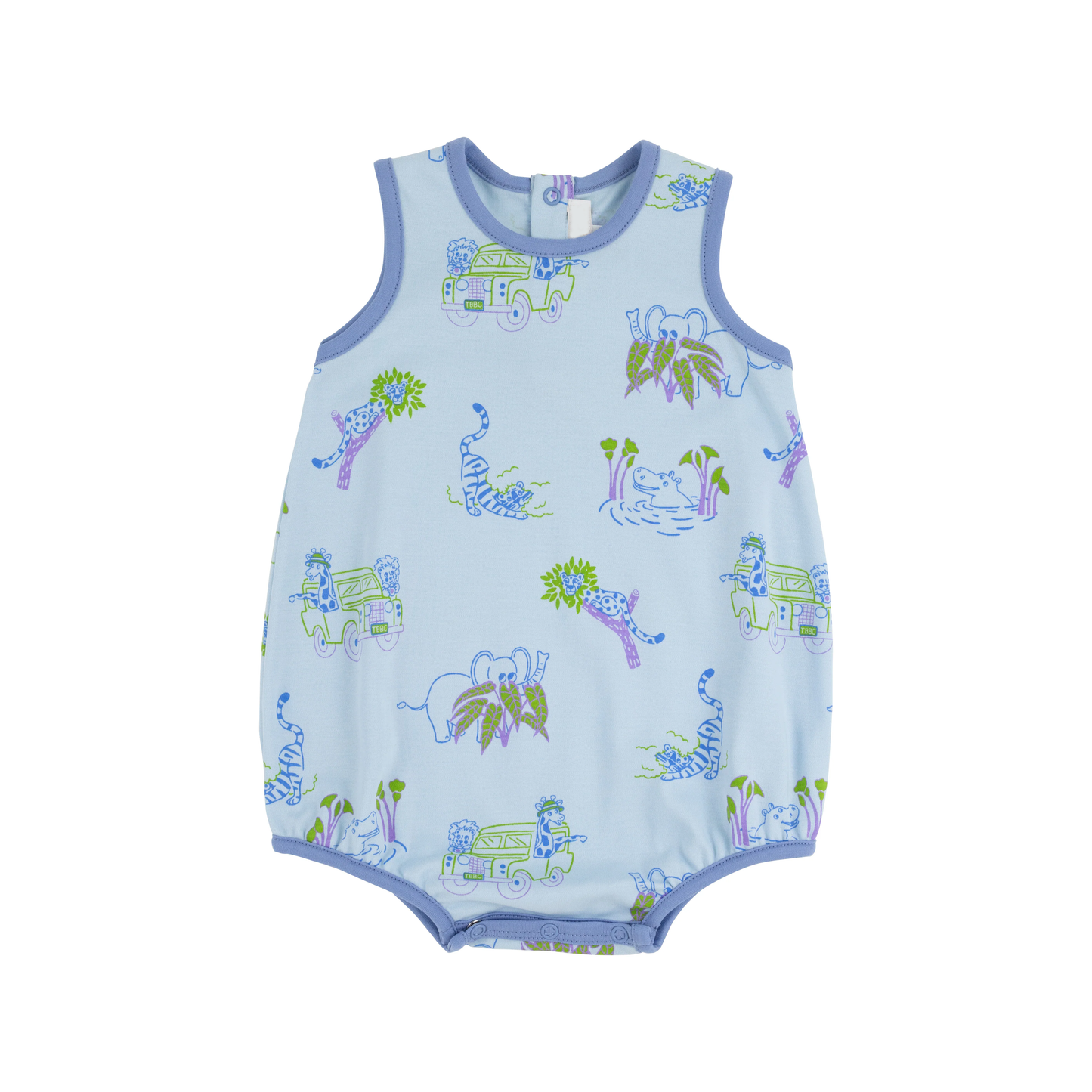 (Pre-order)SR2819 Animals Blue Print Baby Boys Summer Romper