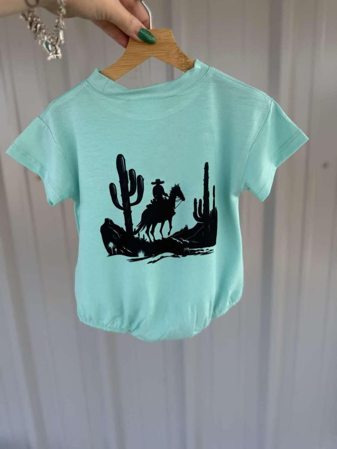 (Pre-order)SR2822 Cowboys Print Baby Summer Western Romper