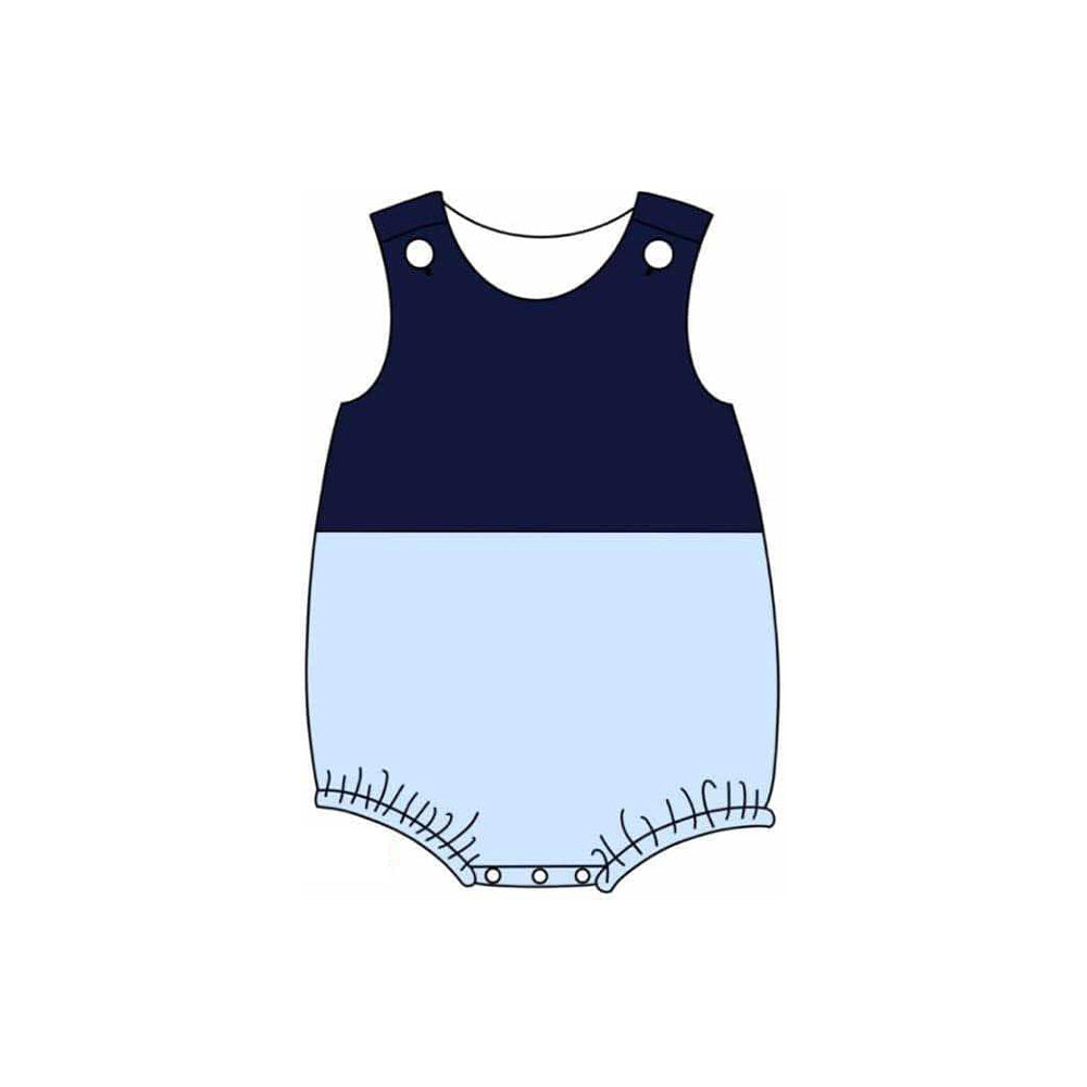 (Pre-order)SR2853 Navy Blue Color Print Baby Boys Summer Romper