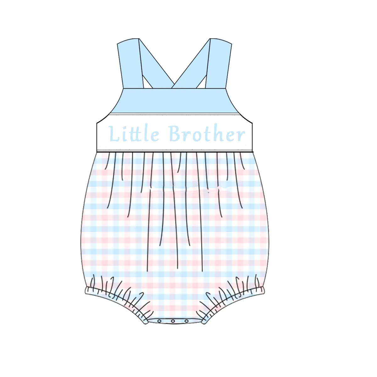 (Pre-order)SR2910 Little Brother Plaid Print Baby Boys Summer Romper