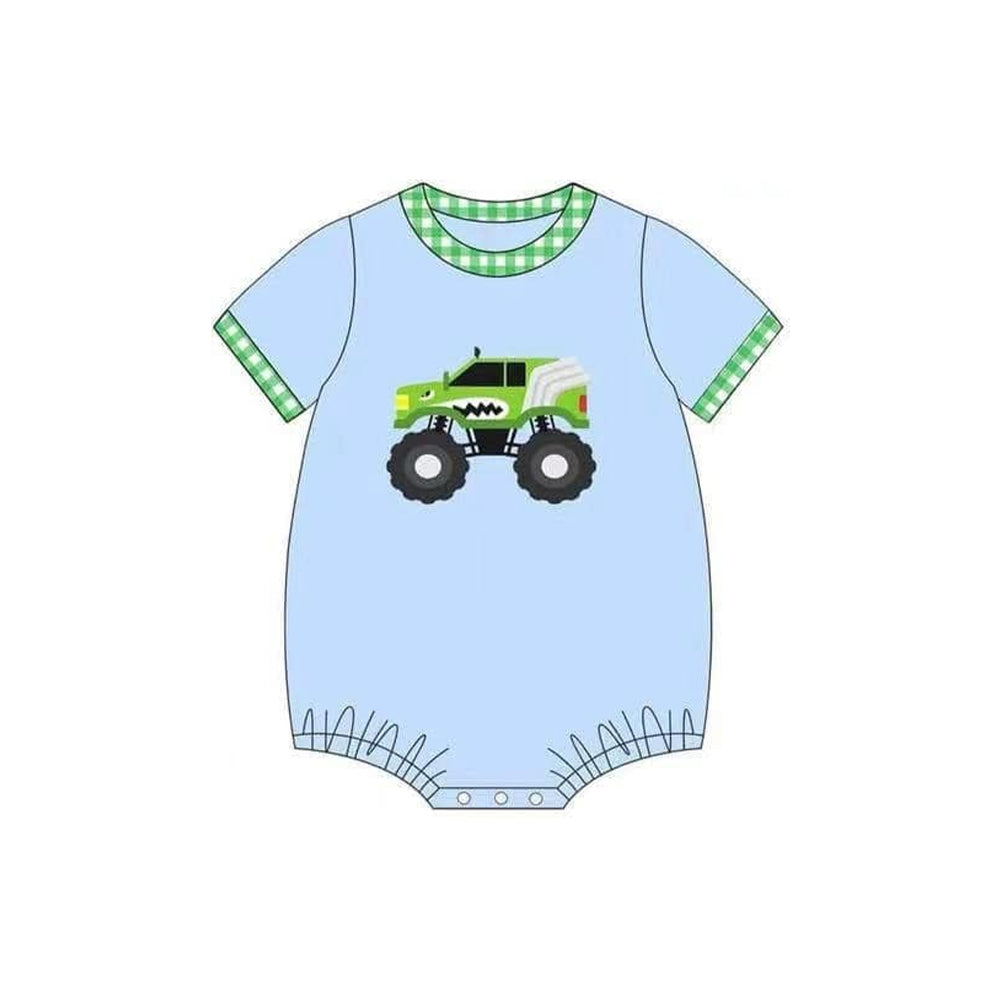 (Pre-order)SR2937 Monster Trunks Blue Print Baby Boys Summer Romper