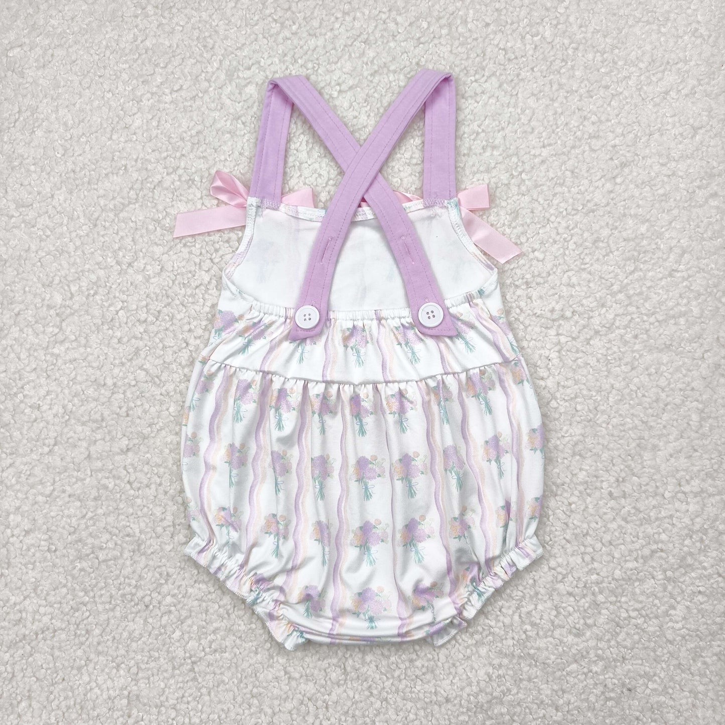 SR2961  Small Flowers Pink Print Baby Girls Summer Romper
