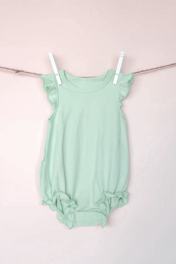 (Pre-order)SR2996 Green Color Baby Girls Summer Bubble Romper