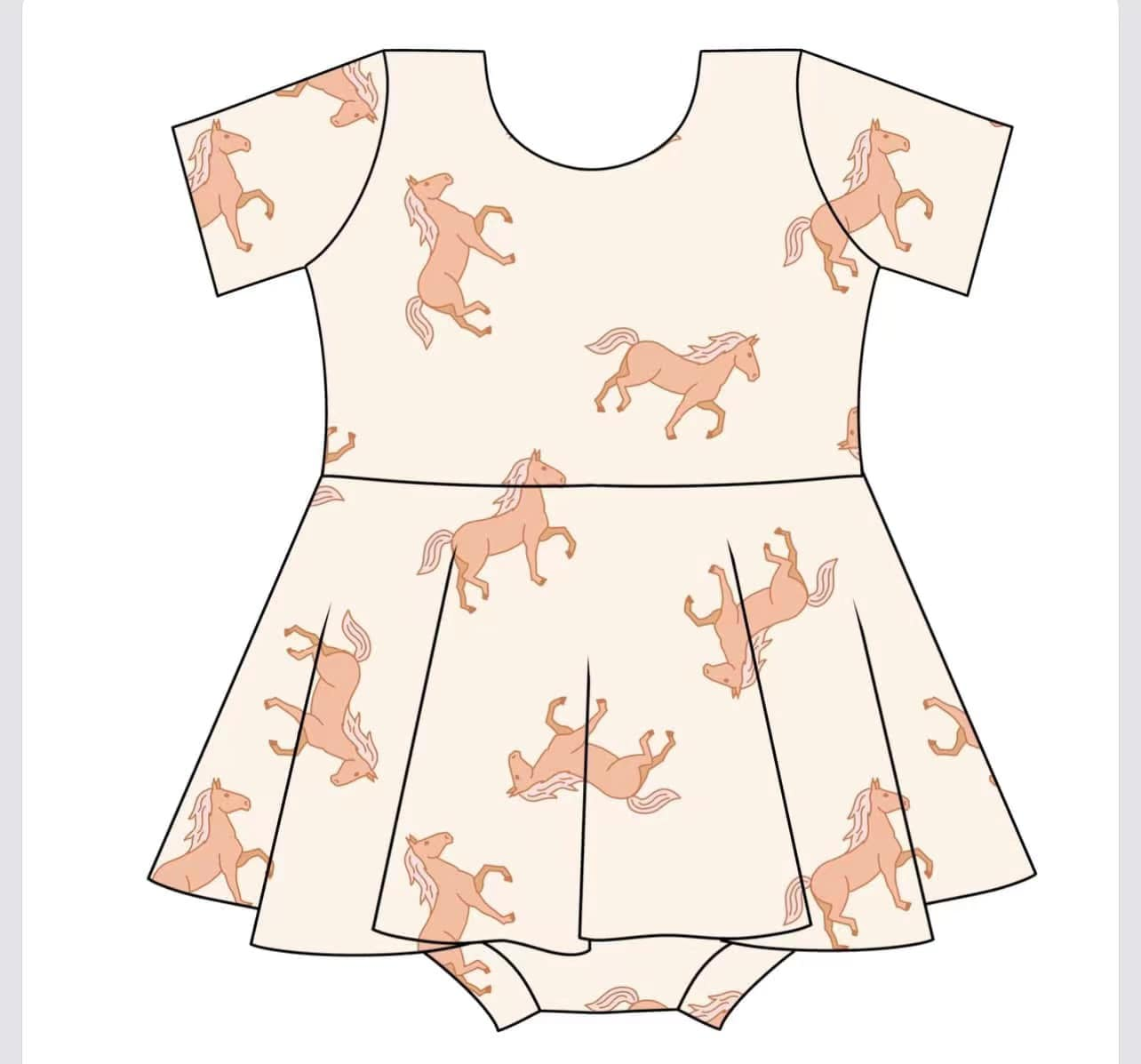 (Pre-order)SR3001 Horse Print Baby Girls Summer Big Ruffle Romper