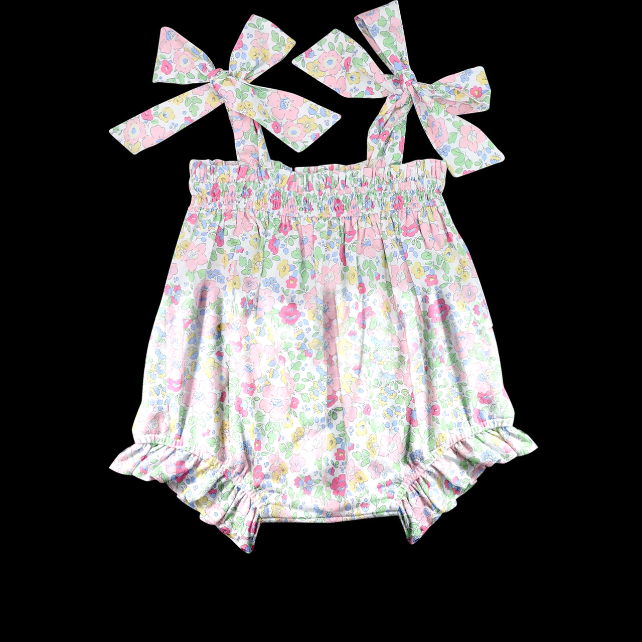 (Pre-order)SR3008 Colorful Small Flowers Print Baby Girls Summer Strap Romper