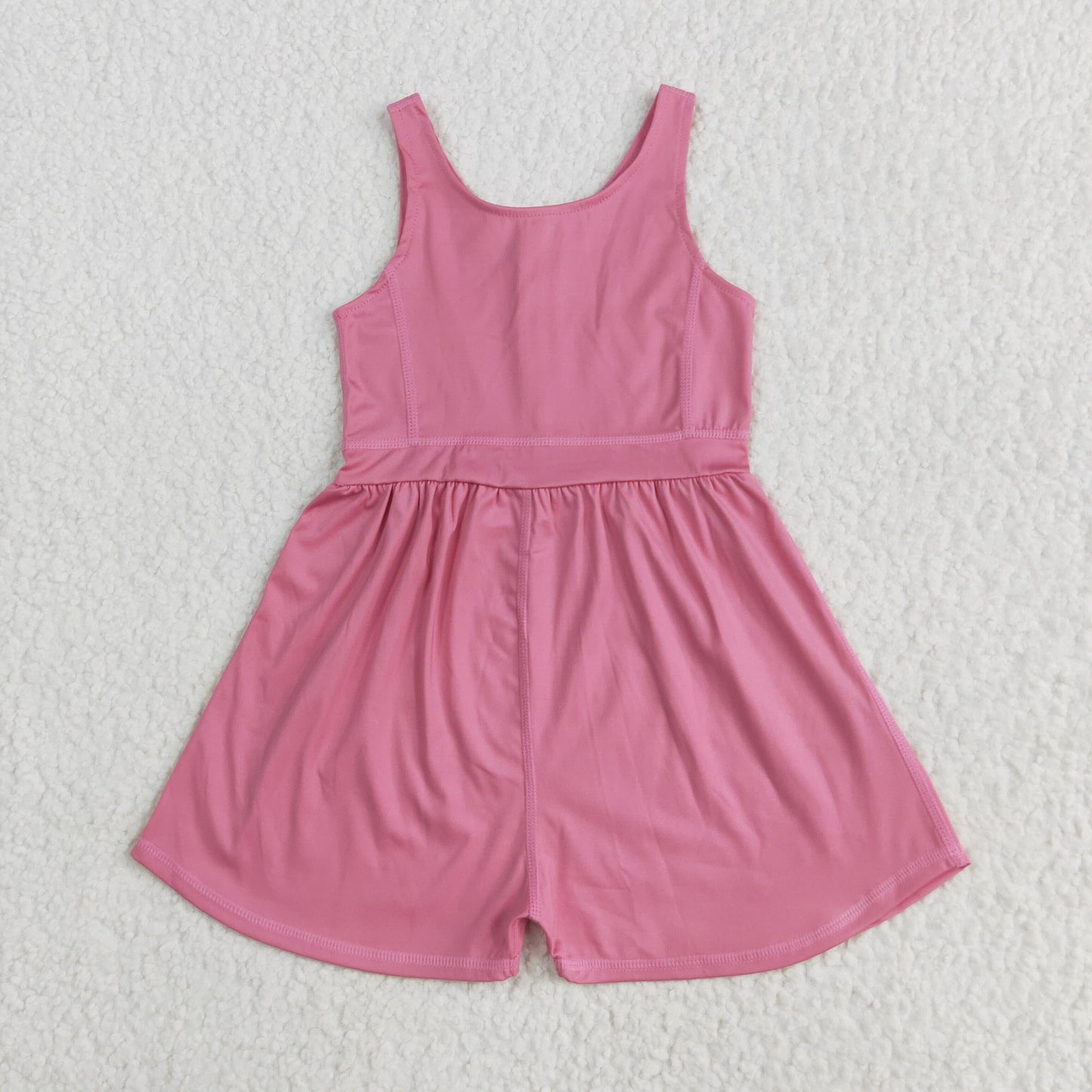 SR3024 Dark Pink Color Girls Summer Zipper Yoga Jumpsuits