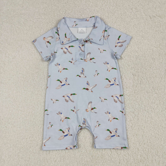SR3032 Duck Grey Print Baby Boys Summer Romper