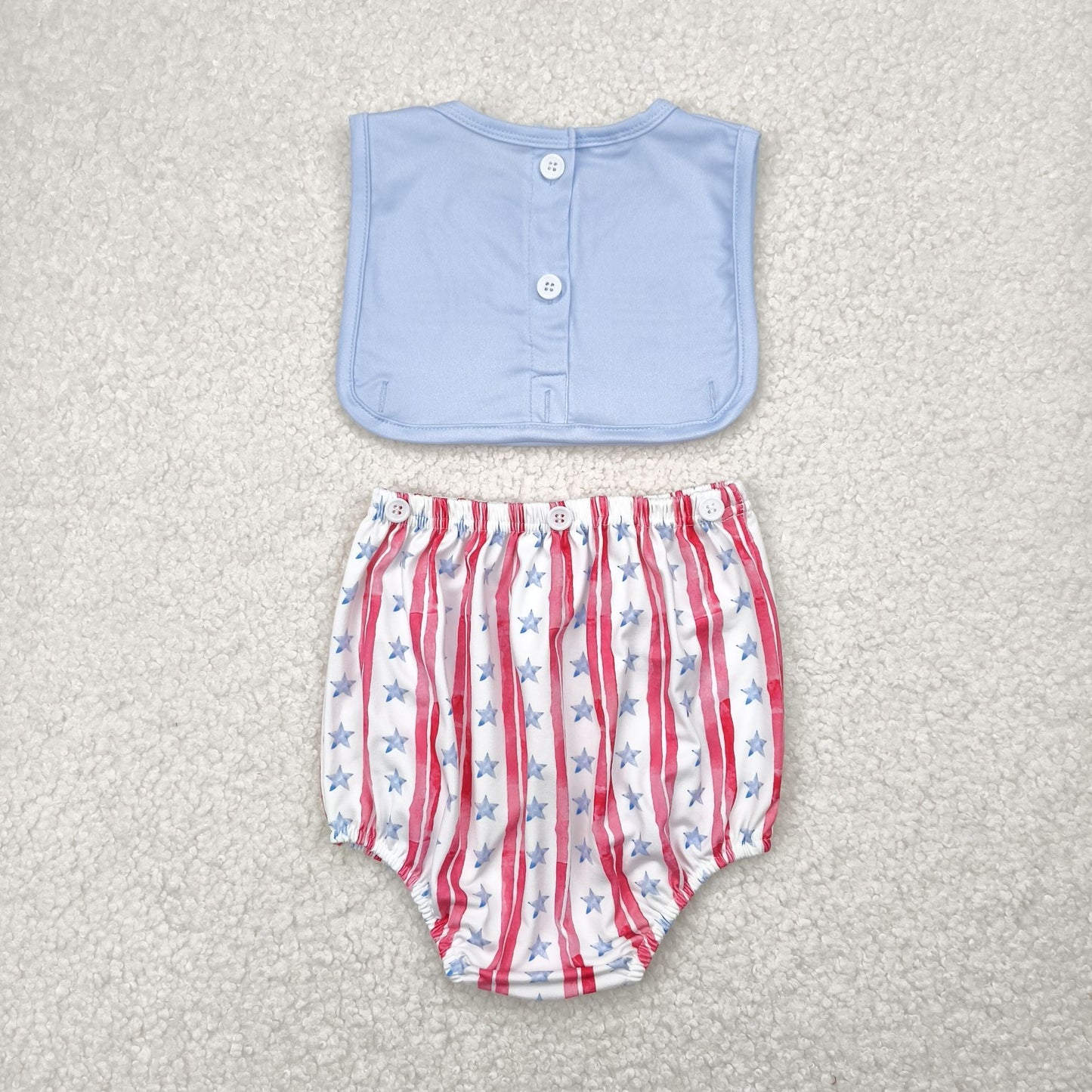 SR3049 Flag Stars Print Baby Boys 4th of July Romper