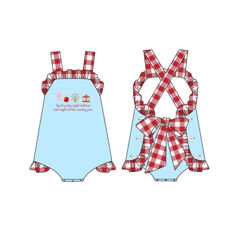 (Split Order Preorder) Deadline Aug 26 County Fair Blue Print Baby Girls Summer Romper