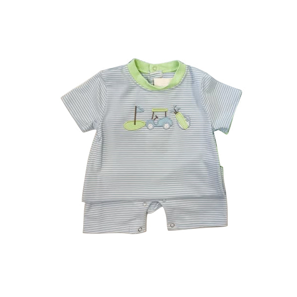 (Pre-order)SR3078 Golf Stripes Print Baby Boys Summer Romper