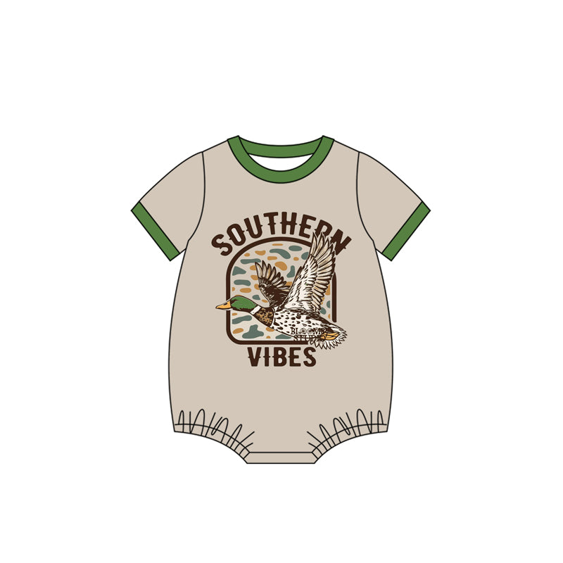 (Pre-order)SR3092 Duck SOUTHERN VIBES Print Baby Boys Summer Romper