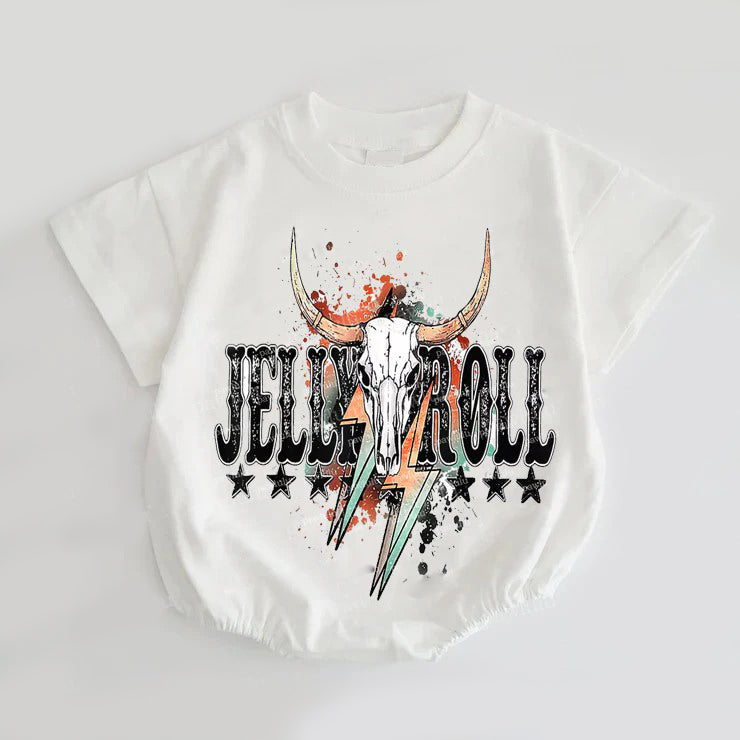 (Pre-order)SR3126 Cow Skull Flash Print Baby Summer Romper