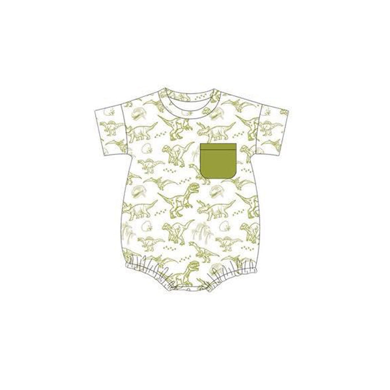 (Pre-order)SR3136 Dino Print Pocket Baby Boys Summer Romper