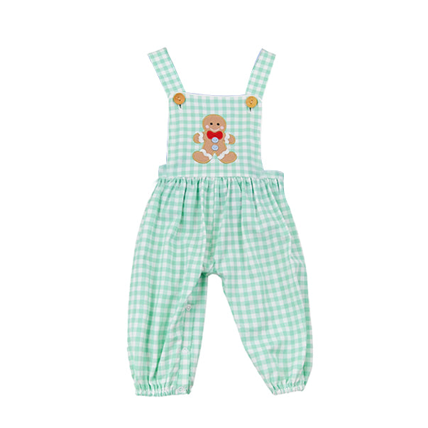 (Pre-order)SR3175 Gingerbread Plaid Print Boys Christmas Jumpsuits