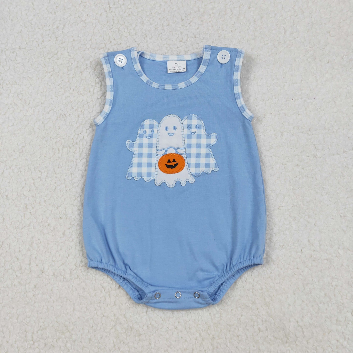 Spooky Pumpkin Embroidery Plaid Kids Halloween Matching Clothes Sibling Wear