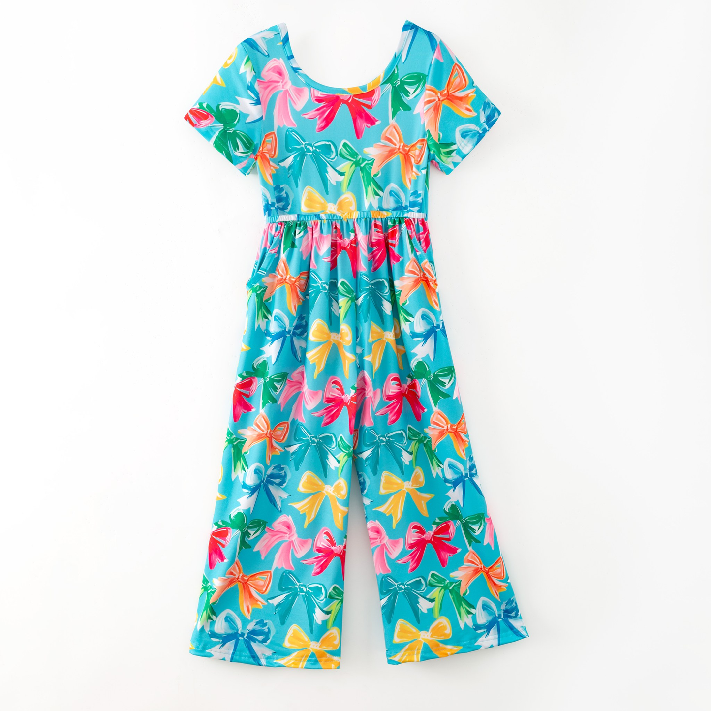 (Pre-order)SR3213 Colorful Bows Print Girls Jumpsuits