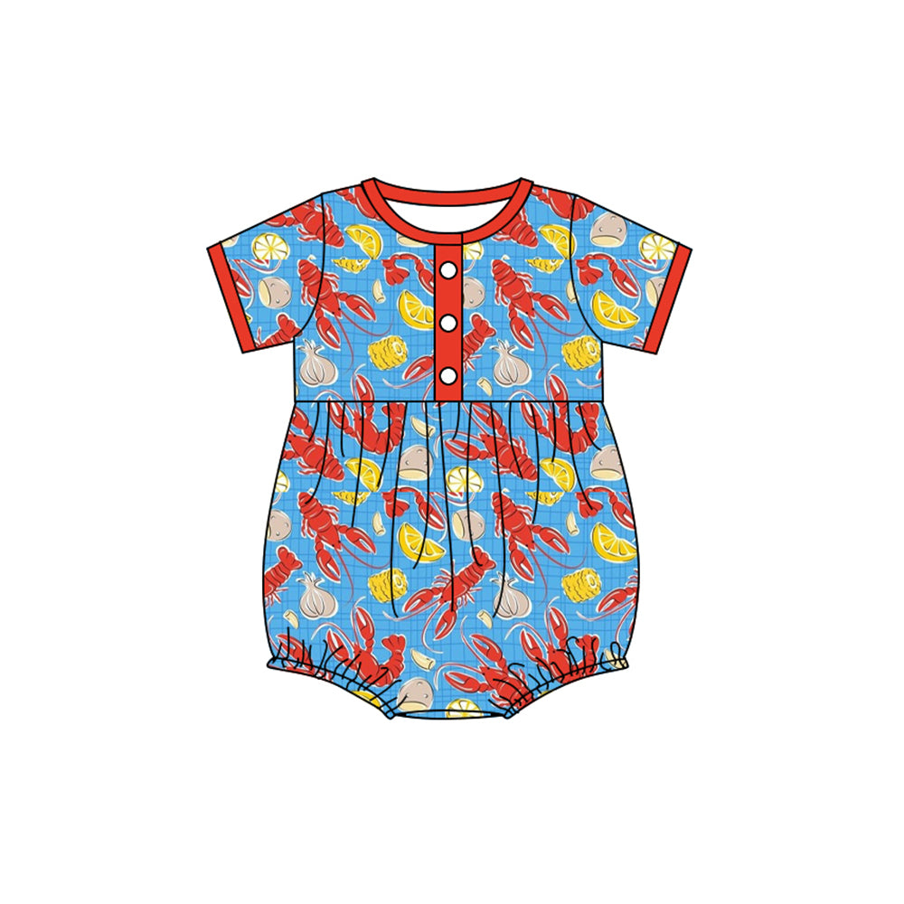 (Pre-order)SR3222 Crayfish Print Baby Boys Summer Romper