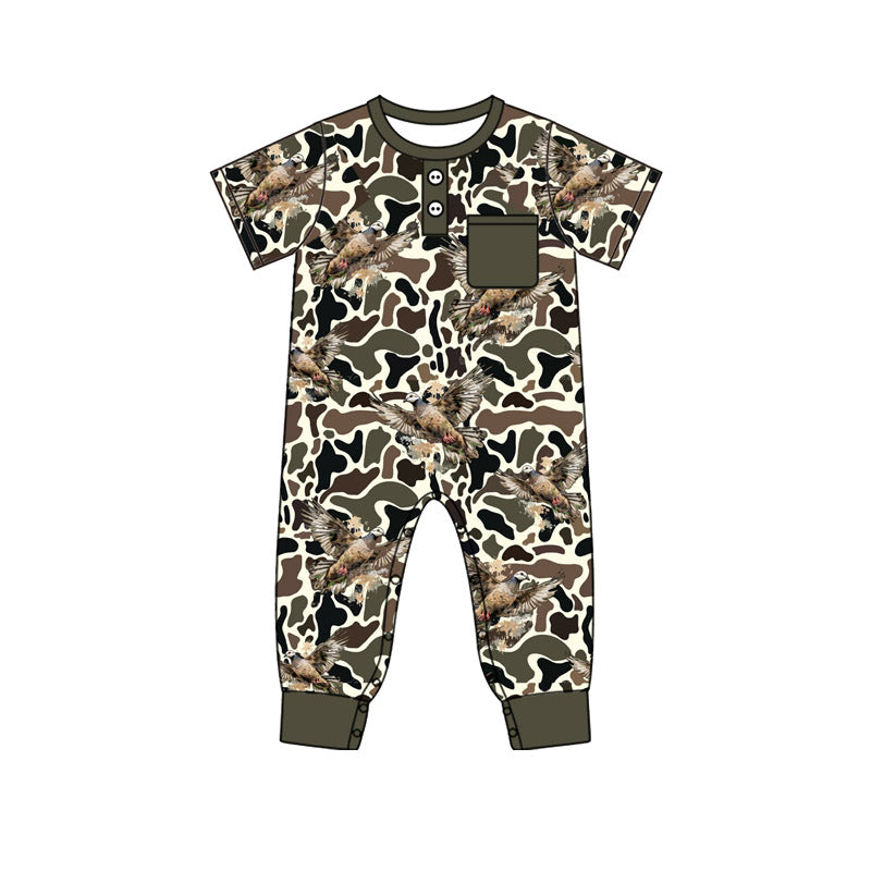 (Pre-order)SR3246 Duck Camo Print Pocket Baby Boys Romper
