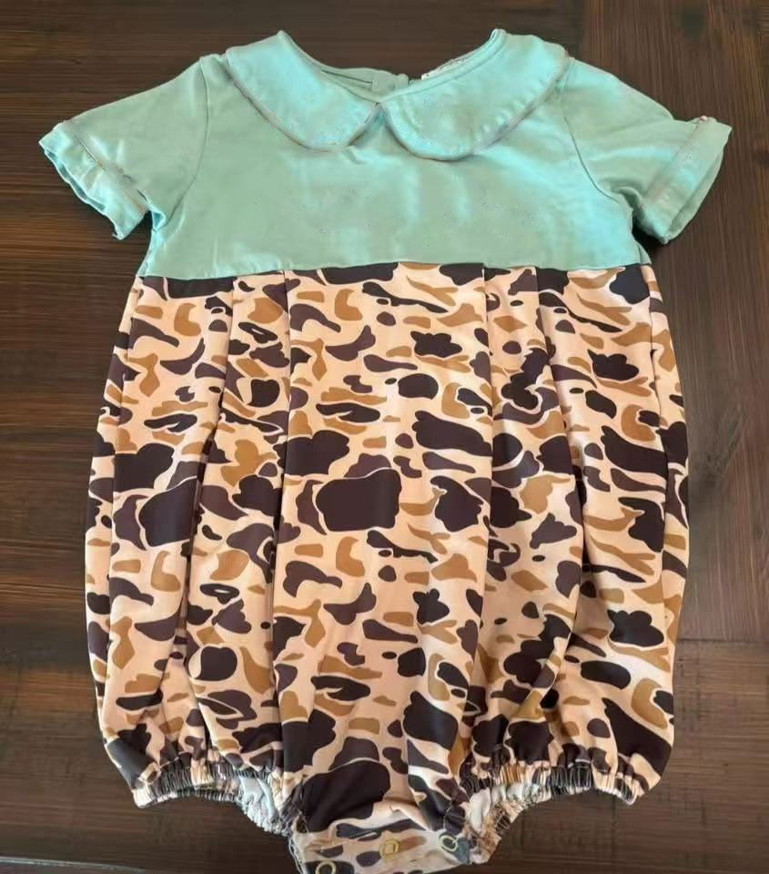 (Pre-order)SR3277 Brown Camo Print Baby Summer Romper